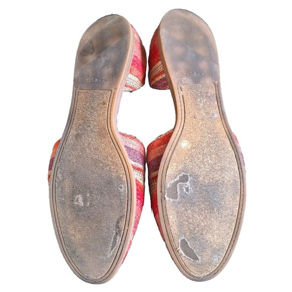 LUCKY BRAND Jinree D'Orsay Ballet Flat Burgundy Macaylah Stripe SZ 10 M - Picture 5 of 5